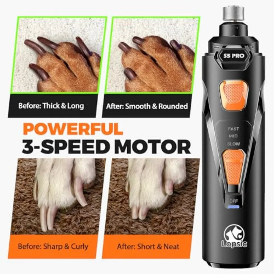 Whisper Quiet Dog Nail Grinder With Four LED Lights