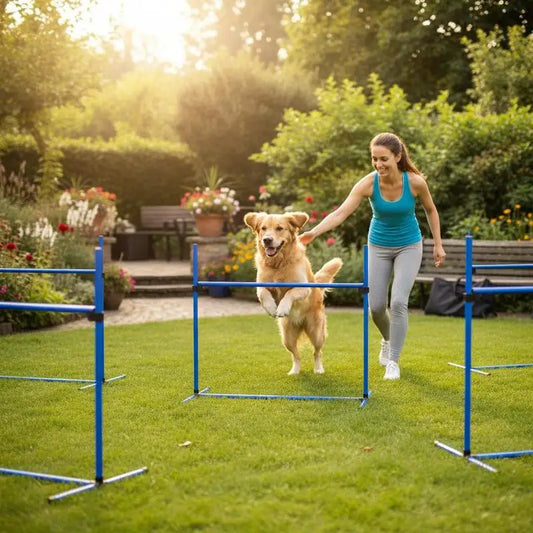 Dog Agility Training Kit 4 Piece Set With Interlocking Obstacles