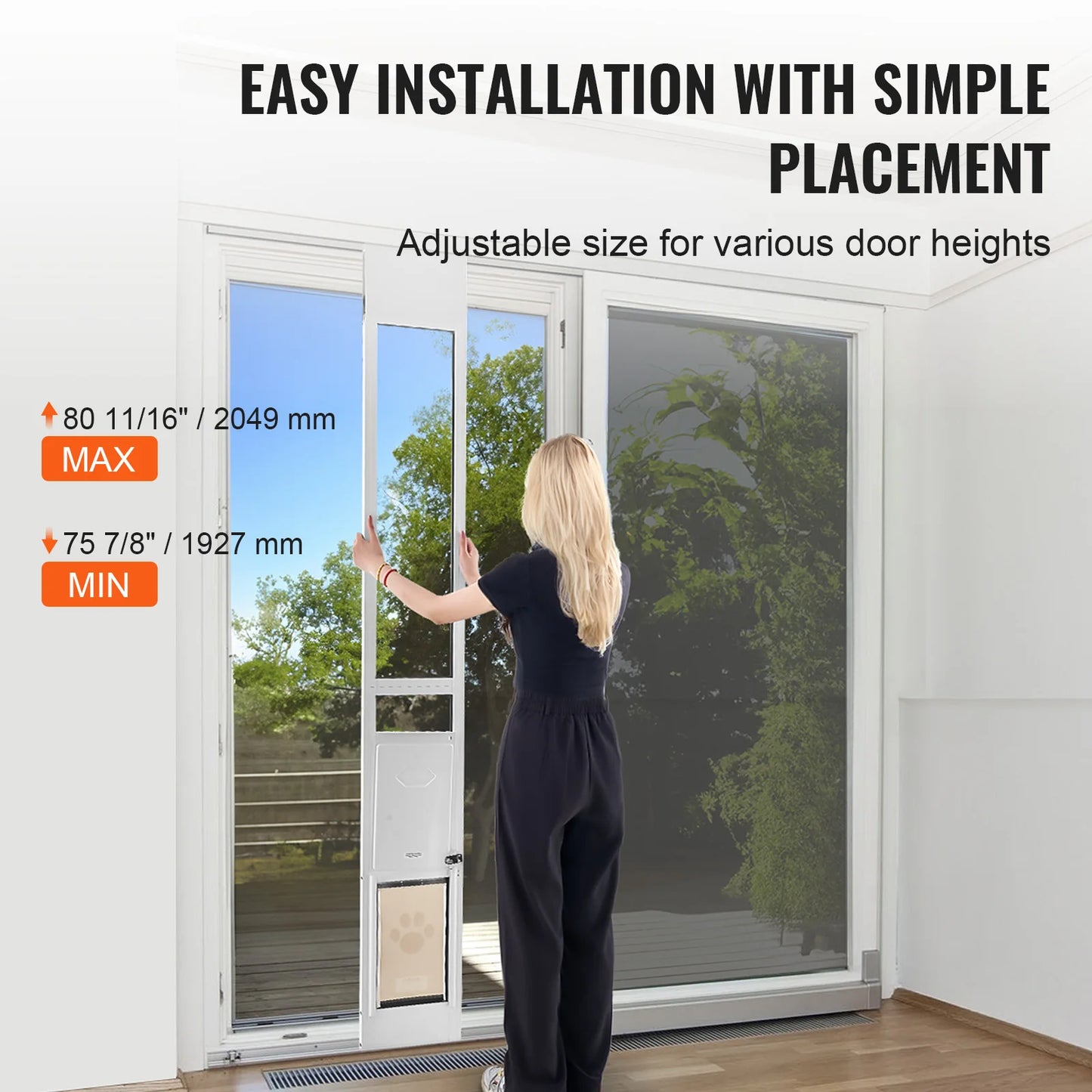 Dog Door For Sliding Glass Door With Adjustable Height Aluminum