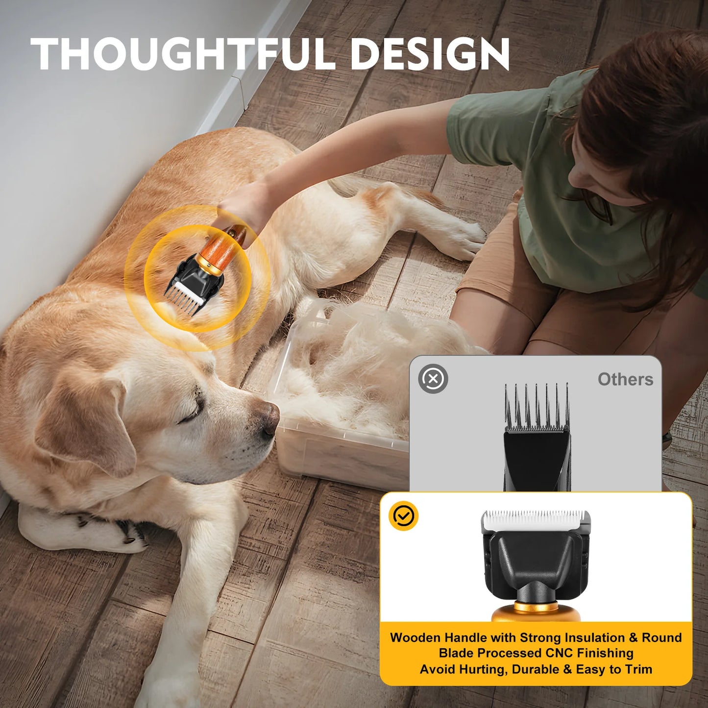 Bymaocar Electric Pet Clipper 55W Low Noise Corded Dogs Goats Sheep