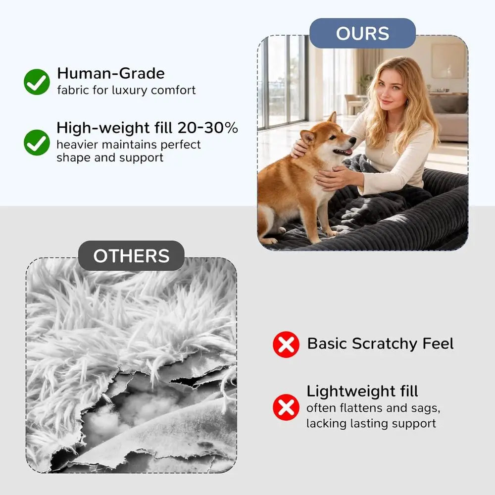 Orthopedic Dog Bed With Blanket And Egg Crate Foam Water Resistant Liner