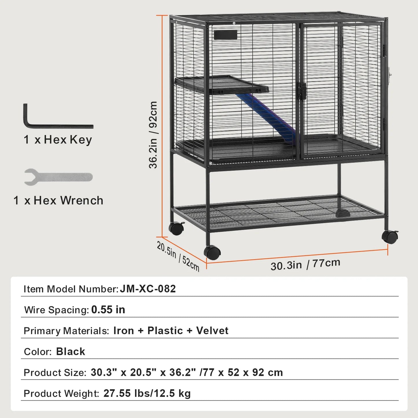 Rolling Metal Ferret Cage Quad Tier Small Animal Cage