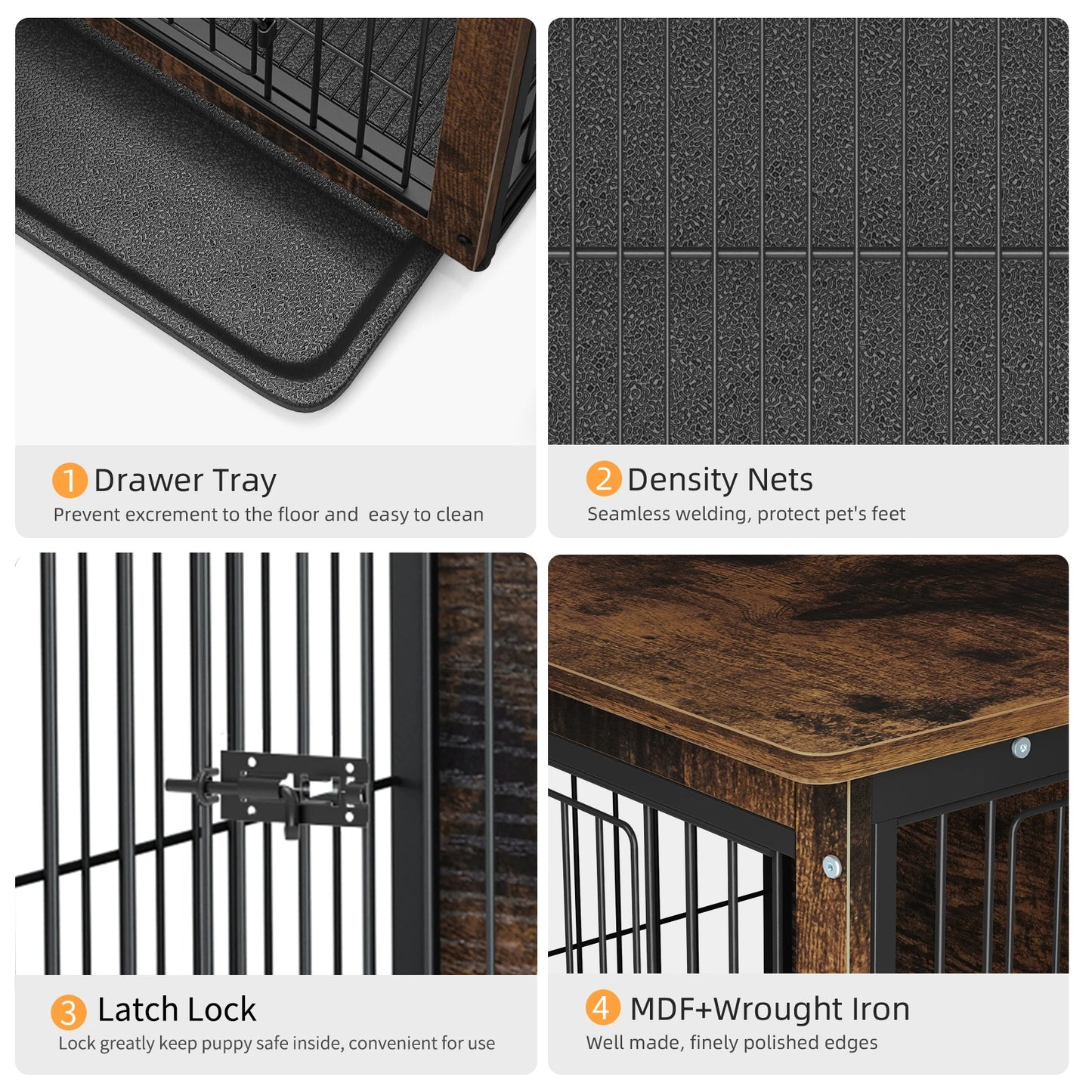 BINGOPAW Wooden Dog Crate End Table With Double Doors