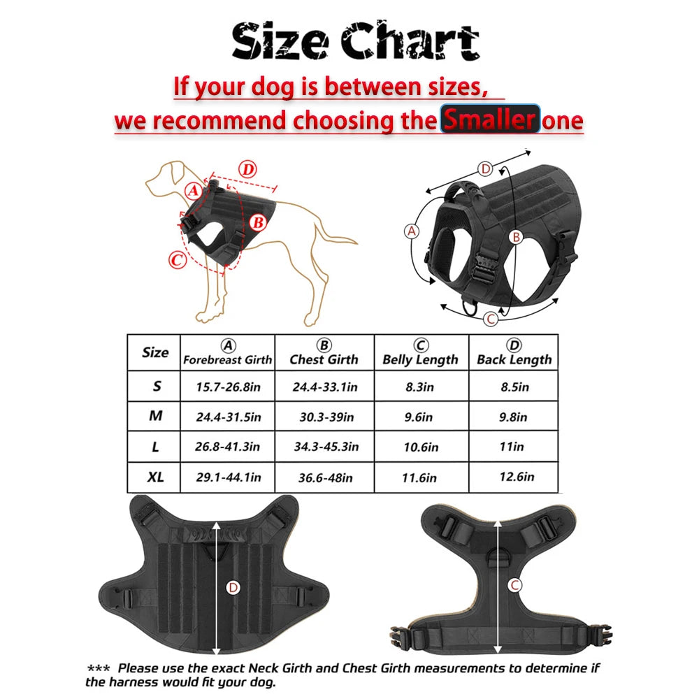 PETRAVEL Military Large Malinois Dog Harness Vest Set Patches Leash Kit