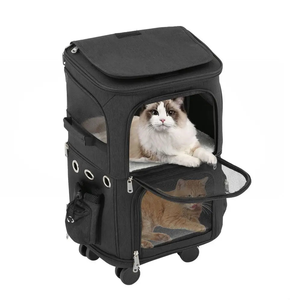 Pet Carrier Trolley Bag With Wheels For Cats And Dogs