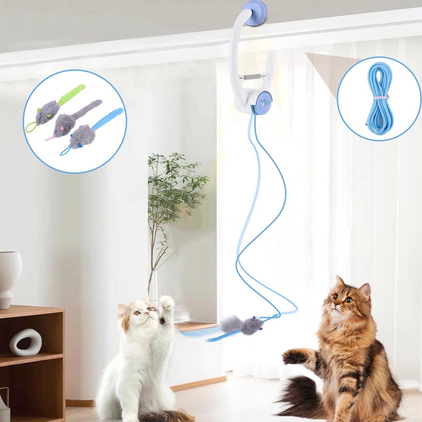 LAIMANEI Teaser Electronic Self Play Feather Cat Toy With 3 Catnip Mice
