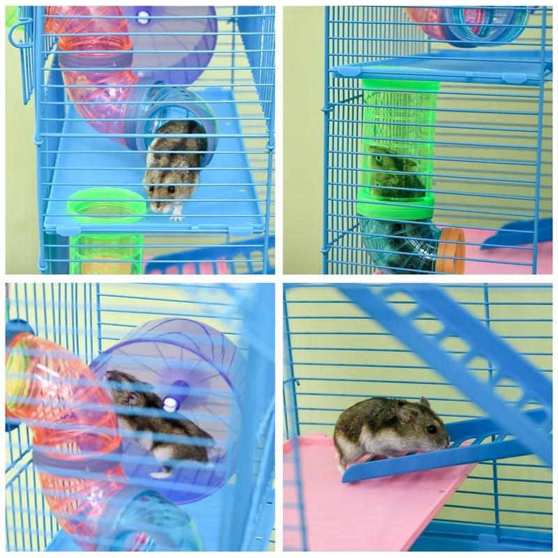 Five Tier Hamster Cage With Tubes And Tunnels For Small Animals