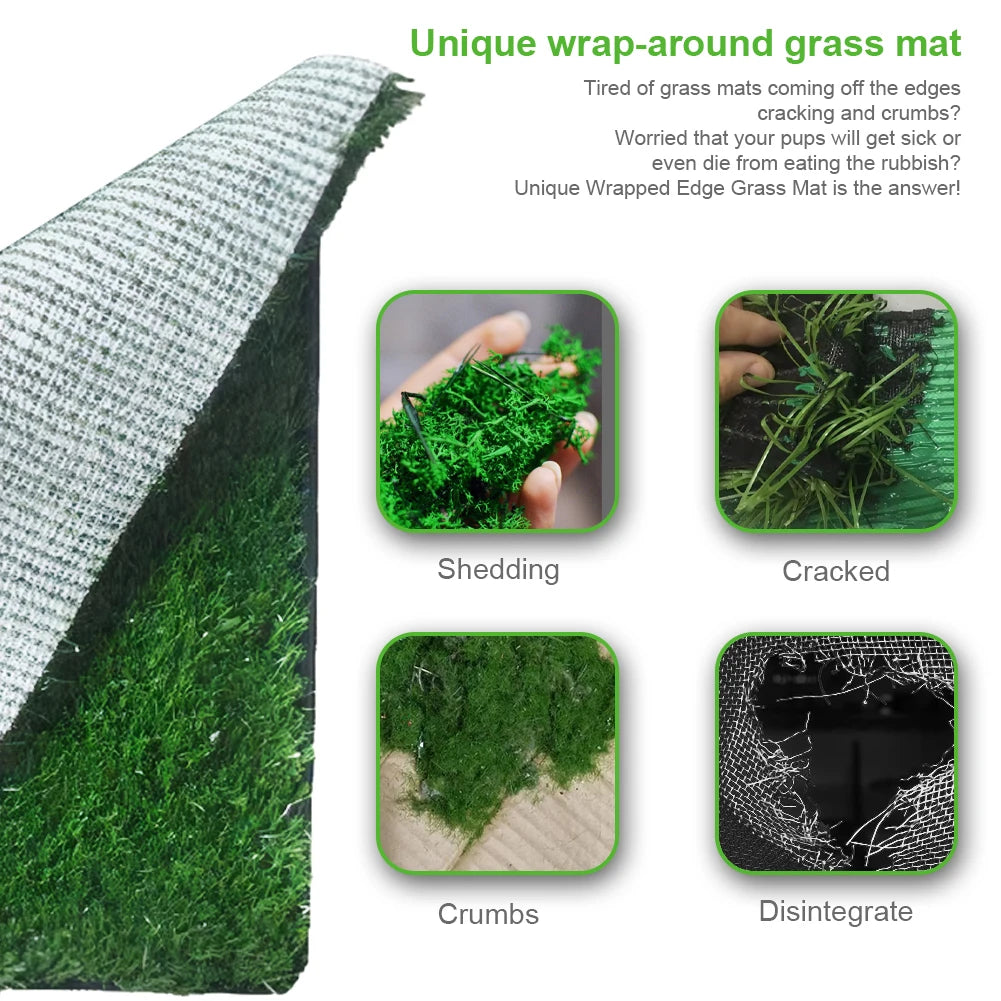 Dog Grass Pad With Large Tray Puppy Turf Potty Indoor