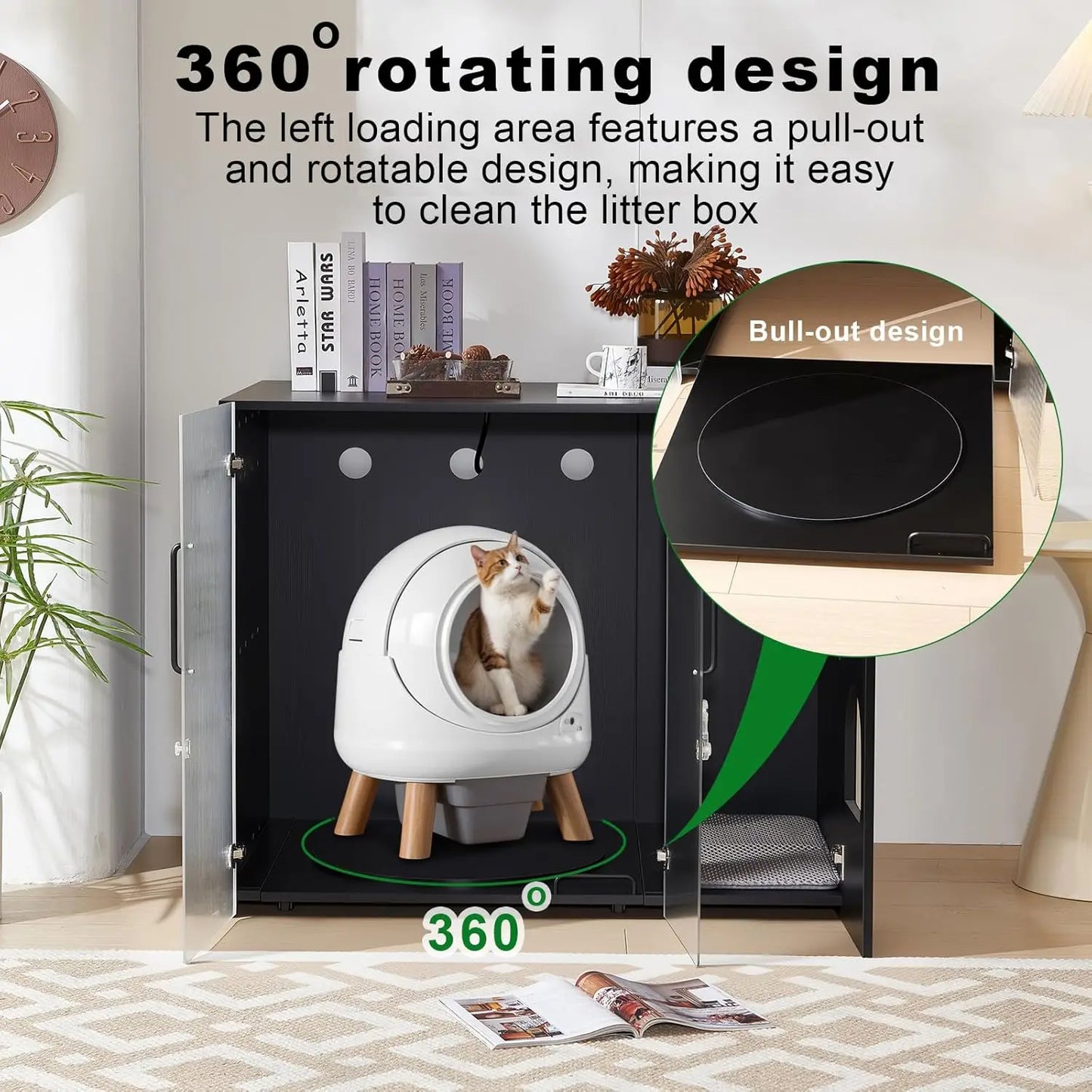 Cat Litter Box Enclosure Dog Proof With Rotating Features Acrylic