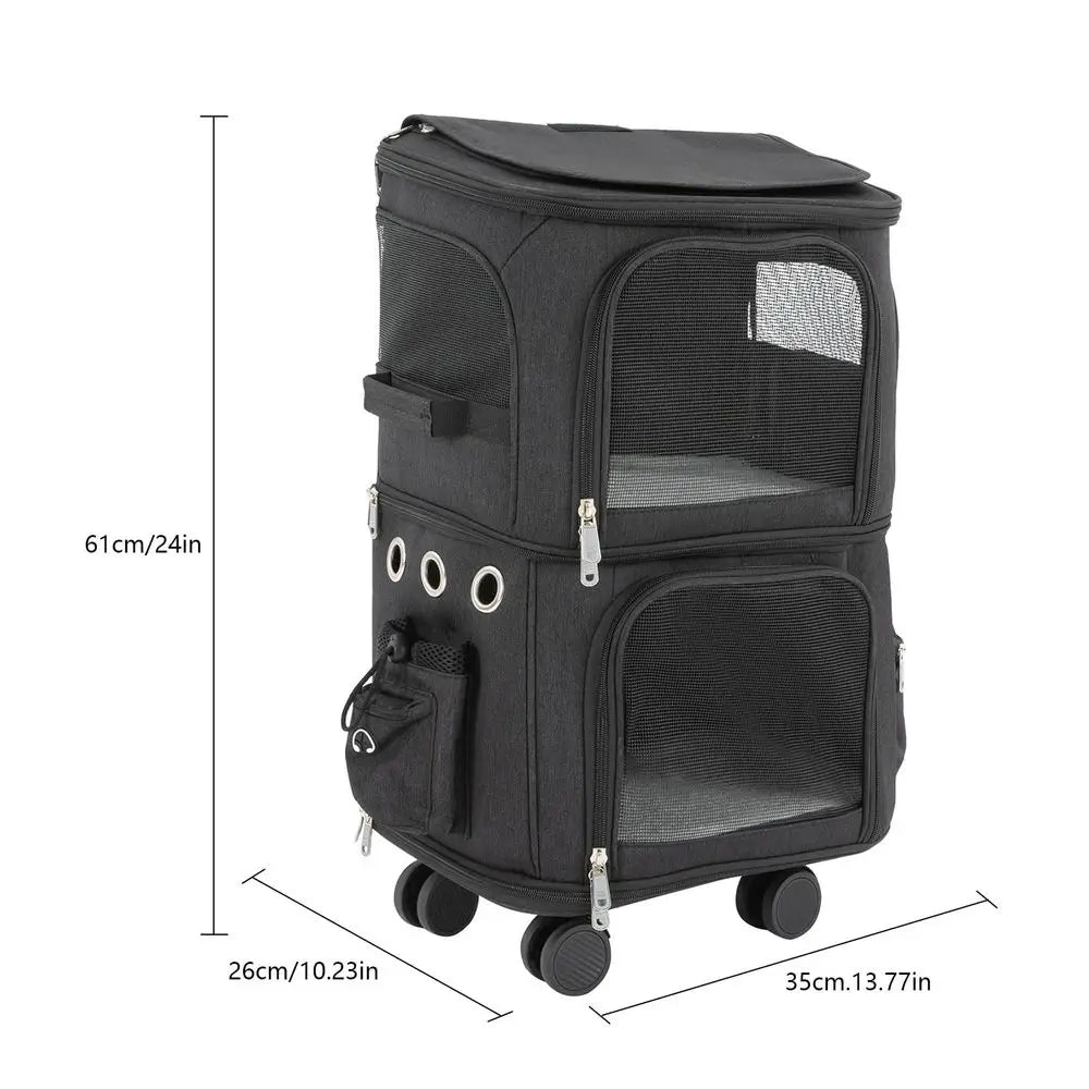 Pet Carrier Trolley Bag With Wheels For Cats And Dogs