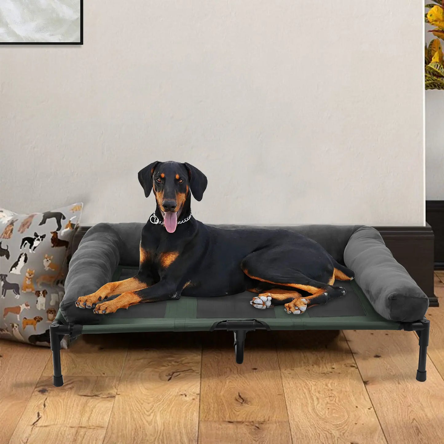 BINGOPAW Elevated Indoor Outdoor Pet Bed Lounger With Detachable Bolster