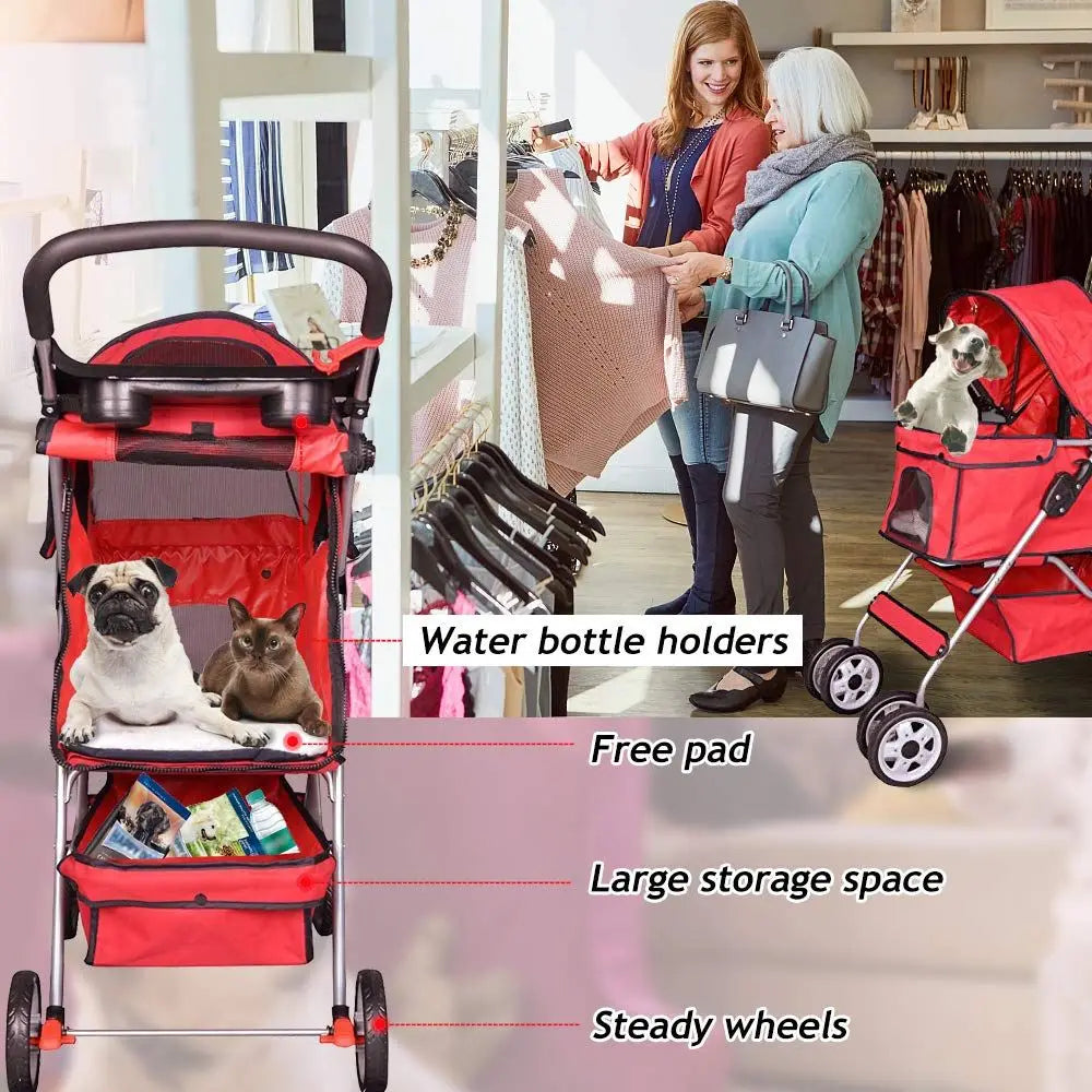 Pet Stroller Jogger Foldable Travel Carrier For Pets