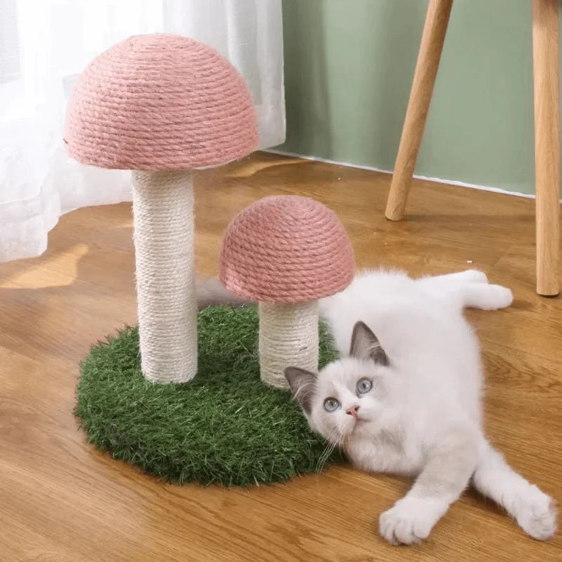 Twin Mushroom Cat Climbing Frame Tree With Scratching Posts And Platforms